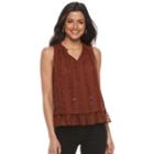 Women's Apt. 9&reg; Clip-dot Ruffled Tank, Size: Xl, Med Brown