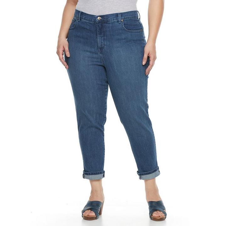 Plus Size Gloria Vanderbilt Amanda Roll-cuff Crop Jeans, Women's, Size: 24 W, Light Blue