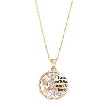 Charmed By Diamonds 1/10 Carat T.w. Diamond I Love You To The Moon & Back Pendant, Women's, Size: 18, White