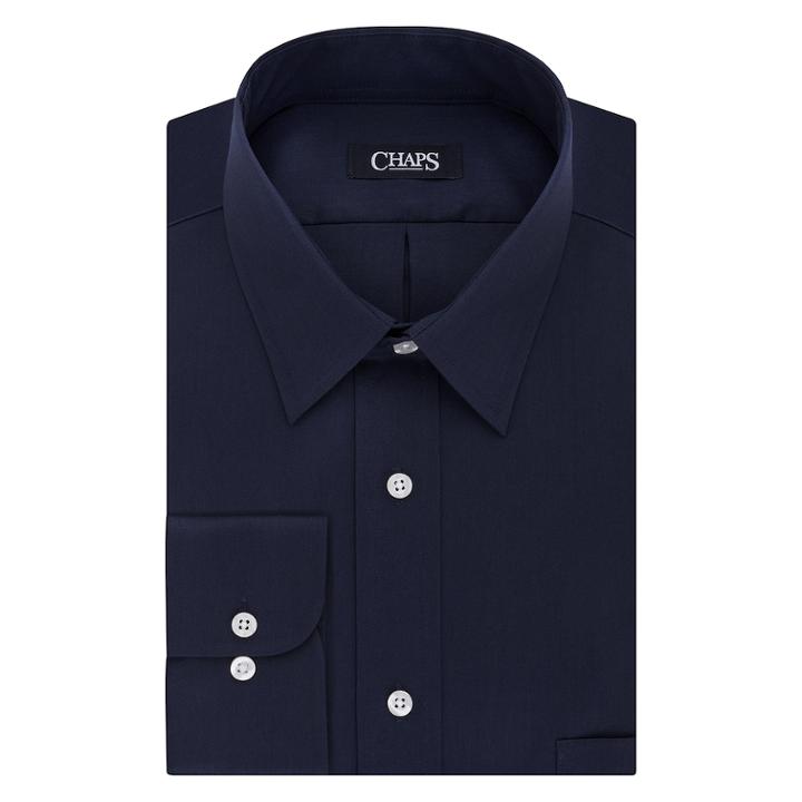 Big & Tall Chaps Regular-fit Stretch-collar Wrinkle-free Dress Shirt, Men's, Size: 18 37/8t, Blue (navy)