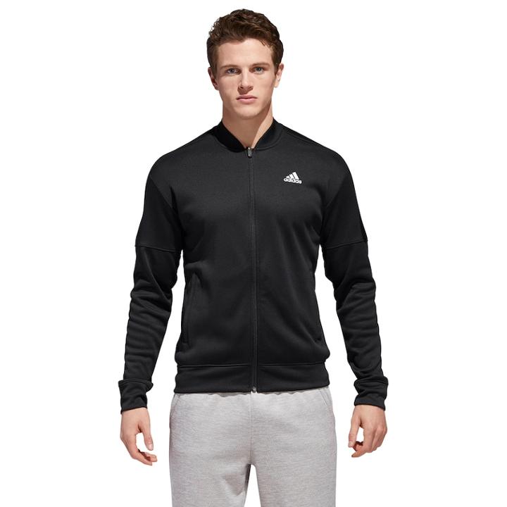 Men's Adidas Fleece Bomber Jacket, Size: Xl, Black