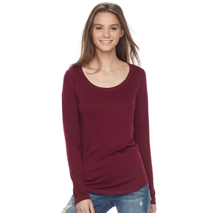 Juniors' Mudd&reg; Scoopneck Tee, Teens, Size: Large, Dark Pink