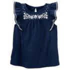 Girls 4-8 Oshkosh B'gosh&reg; Embroidered-yoke Top, Size: 4, Med Blue