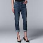 Women's Simply Vera Vera Wang Roll Cuff Capri, Size: 12, Dark Blue