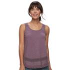 Women's Sonoma Goods For Life&trade; Embroidered Fringe Tank, Size: Medium, Purple