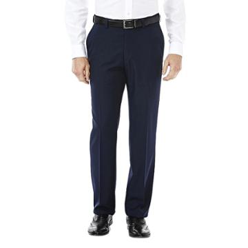 Men's Haggar Eclo Stria Straight-fit Flat-front Dress Pants, Size: 38x34, Blue (navy)