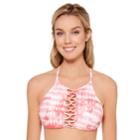 Juniors' Hot Water High-neck Bikini Top, Women's, Size: Medium, Light Red