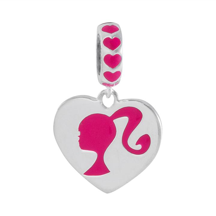 Barbie Sterling Silver Heart Charm, Women's, Pink