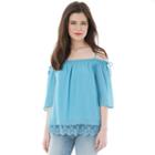 Juniors' Iz Byer California Lace Hem Off Shoulder Top, Girl's, Size: Small, Med Blue