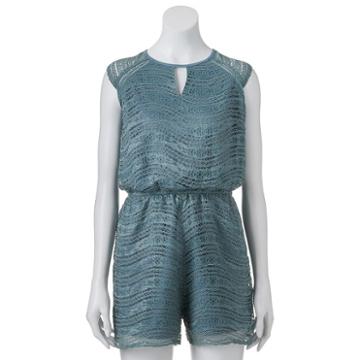 Juniors' Up By Ultra Pink Lace Open-back Romper, Girl's, Size: Xl, Lt Green