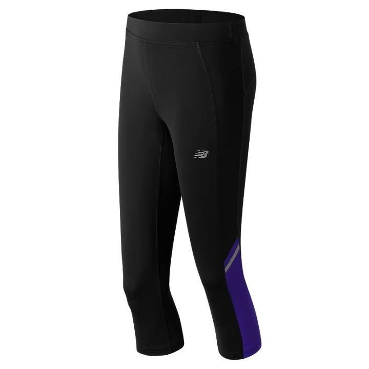 Women's New Balance Accelerate Capri Workout Leggings, Size: Small, Drk Purple
