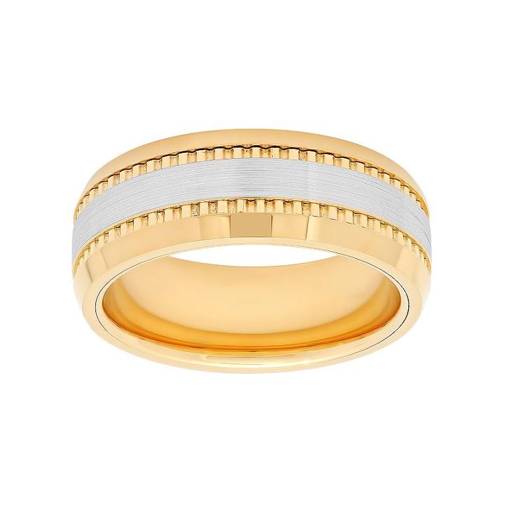 Men's Two Tone Cobalt Grooved Wedding Band, Size: 11, Yellow