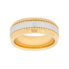 Men's Two Tone Cobalt Grooved Wedding Band, Size: 11, Yellow