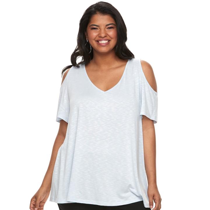 Juniors' Plus Size So&reg;cold-shoulder Top, Teens, Size: 2xl, Light Blue