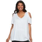 Juniors' Plus Size So&reg;cold-shoulder Top, Teens, Size: 2xl, Light Blue