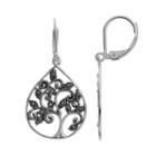 Silver Luxuries Marcasite Tree Teardrop Earrings, Women's, Grey