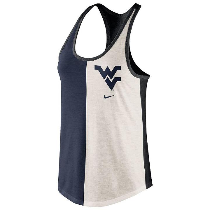 Women's Nike West Virginia Mountaineers Divide Racerback Tank Top, Size: Large, Natural