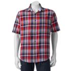 Men's Sonoma Goods For Life&trade; Modern-fit Plaid Linen-blend Button-down Shirt, Size: Xxl, Med Red