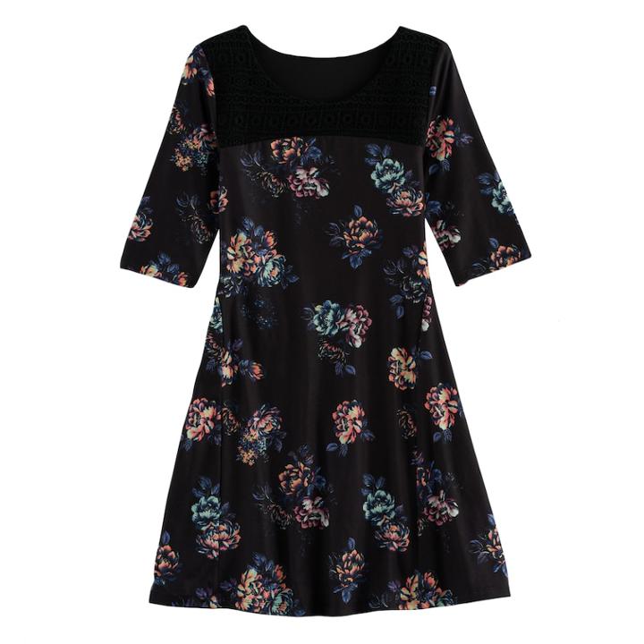 Girls 7-16 & Plus Size Mudd&reg; Crochet Yoke Dress, Size: 7-8, Black