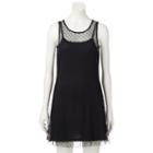 Juniors' Wallflower Sleeveless Dot Mesh Dress, Teens, Size: Large, Black