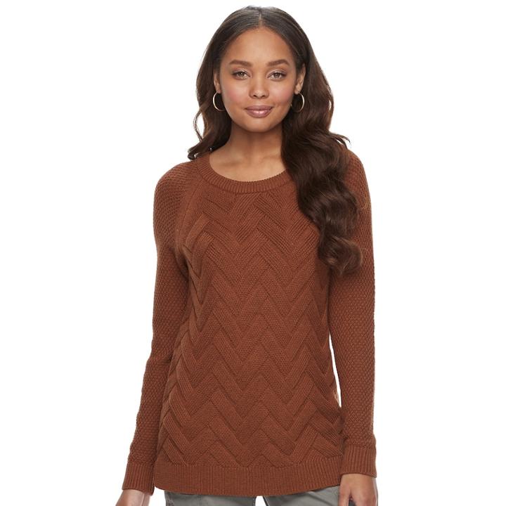 Women's Sonoma Goods For Life&trade; Lattice Sweater, Size: Xl, Med Brown
