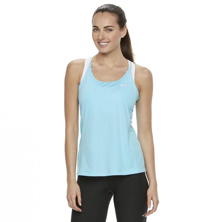 Women's Nike Dri-fit Mesh Racerback Tank Top, Size: Medium, Brt Blue