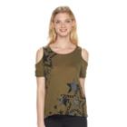Women's Rock & Republic&reg; Star Cold-shoulder Tee, Size: Xl, Green