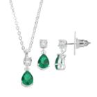 City Rox Cubic Zirconia Teardrop Pendant Necklace & Earring Set, Women's, Green