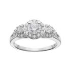 Simply Vera Vera Wang 14k White Gold 1 Carat T.w. Diamond 3-stone Halo Engagement Ring, Women's, Size: 8