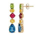 David Tutera 14k Gold Over Silver Simulated Gemstone Linear Drop Earrings, Women's, Blue