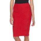 Women's Double Click Textured Pencil Skirt, Size: Xl, Red