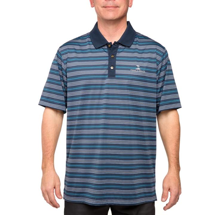 Men's Pebble Beach Classic-fit Striped Easy-care Performance Golf Polo, Size: Xl, Dark Blue
