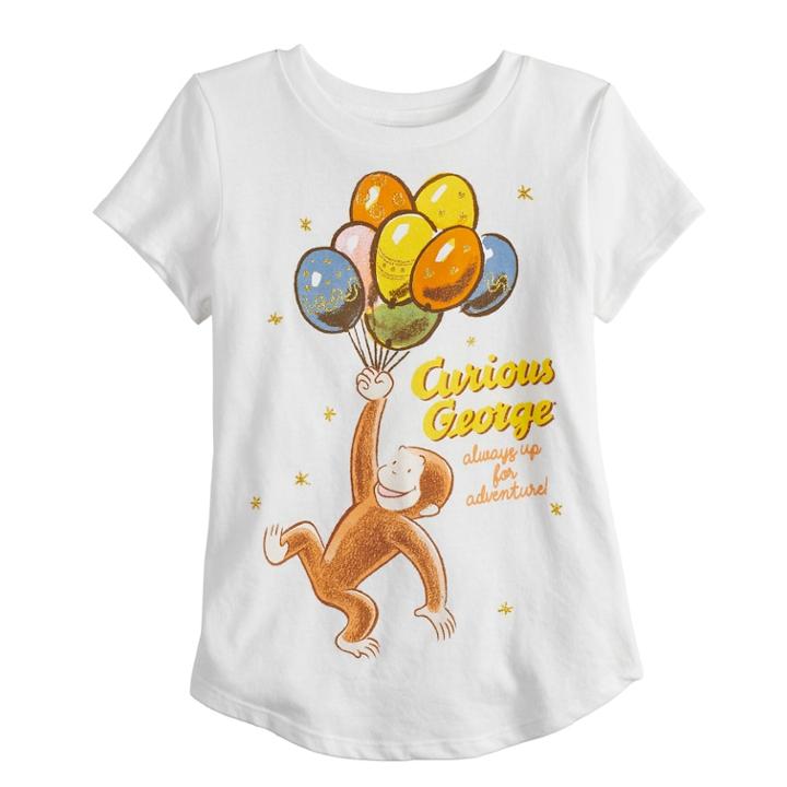 Girls 4-10 Jumping Beans&reg; Curious George Graphic Tee, Size: 4, White