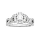 Diamonore Simulated Diamond Halo Engagement Ring In Sterling Silver (1 1/4 Carat T.w.), Women's, Size: 6, White