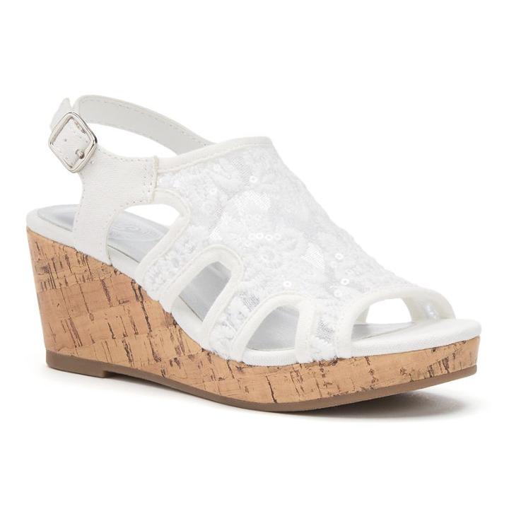 So&reg; Grove Girls' Wedge Sandals, Girl's, Size: 13, White