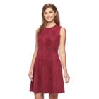 Women's Apt. 9&reg; Faux-suede Fit & Flare Dress, Size: 16, Pink