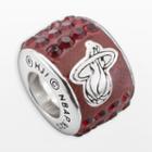 Logoart Miami Heat Sterling Silver Crystal Logo Bead - Made With Swarovski Crystals, Women's, Red