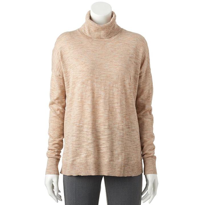 Women's Sonoma Goods For Life&trade; Boxy Turtleneck Sweater, Size: Large, Med Beige