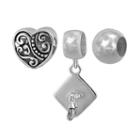 Individuality Beads Sterling Silver Heart And Graduation Bead And Charm Set, Women's