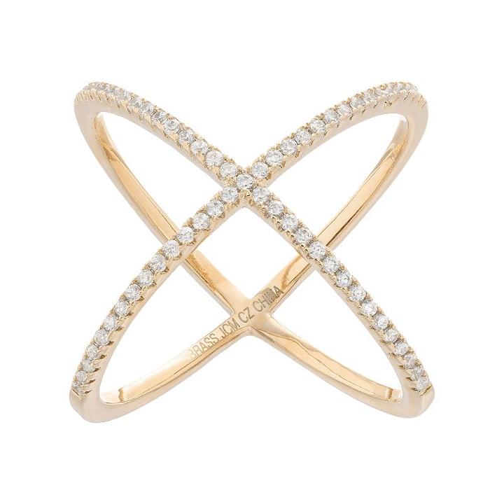 Fleur Cubic Zirconia X Ring, Women's, Size: 7, Yellow