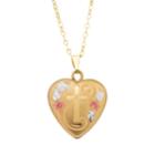 Charming Girl Kids' 14k Gold Tri-tone Heart & Cross Locket Necklace, Size: 15, Yellow