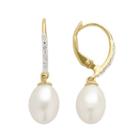 Pearlustre By Imperial Freshwater Cultured Pearl & White Topaz 14k Gold Over Silver Drop Earrings, Women's