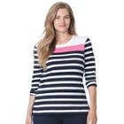 Plus Size Chaps Striped Jersey Top, Women's, Size: 3xl, Pink