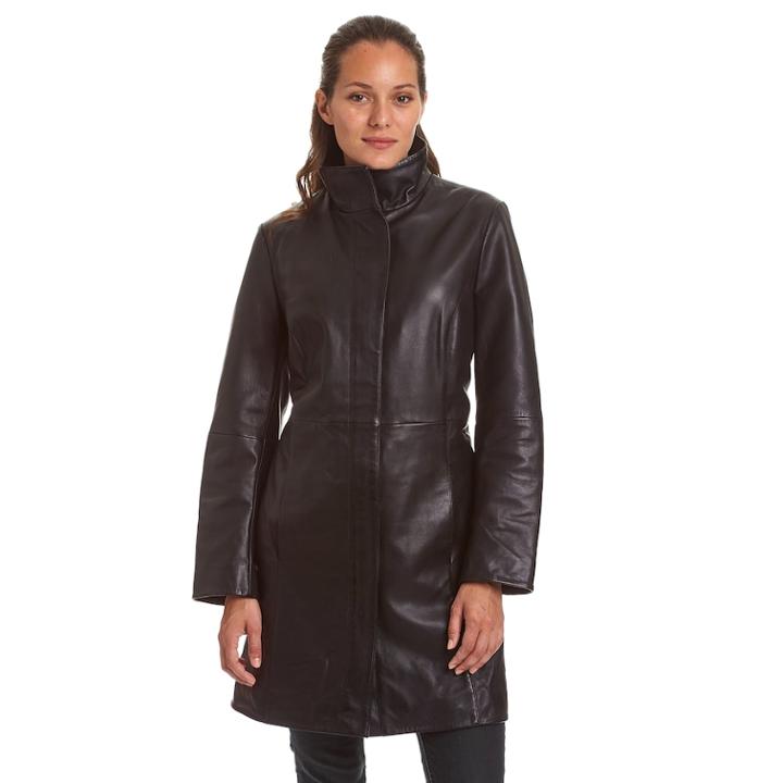 Women's Excelled Lambskin Coat, Size: Small, Black