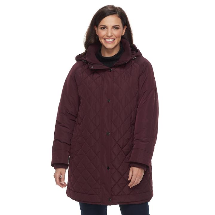 Plus Size Gallery Quilted Puffer Jacket, Women's, Size: 2xl, Red