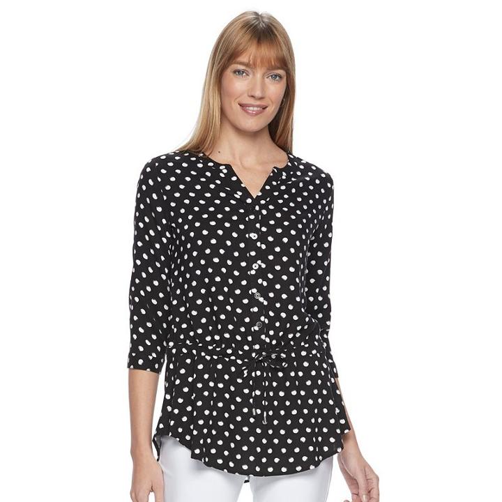 Women's Croft & Barrow&reg; Drawstring Waist Top, Size: Xs, Oxford