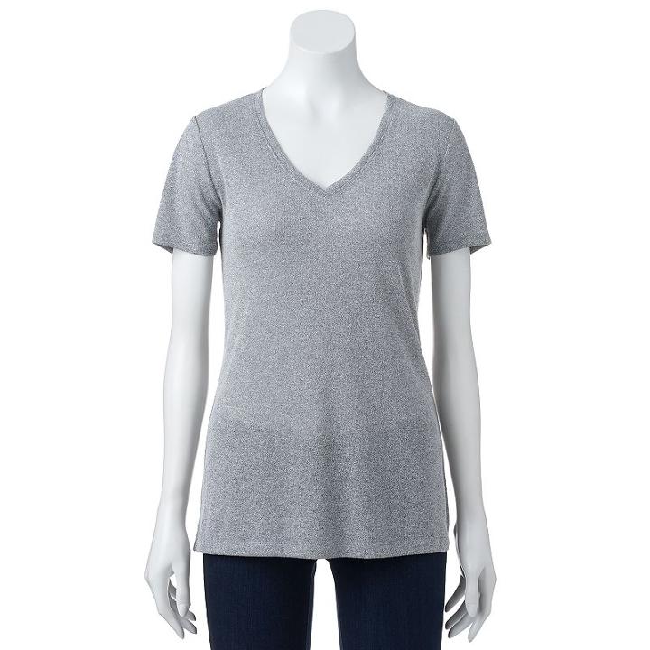 Women's Apt. 9&reg; Essential Marled Tee, Size: Large, Black