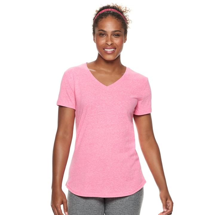 Women's Tek Gear&reg; Essential V-neck Short Sleeve Tee, Size: Xs, Med Pink