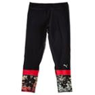 Girls 4-6x Puma Floral Cropped Leggings, Girl's, Size: 5, Black