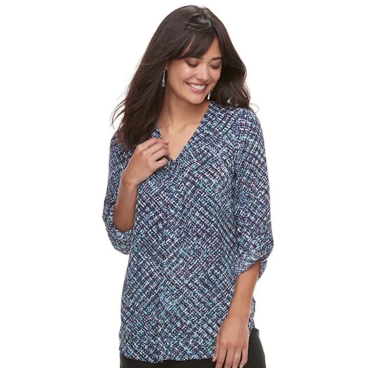 Women's Apt. 9&reg; Roll-tab Chiffon Tunic Top, Size: Large, Drk Purple